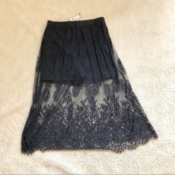 Rehab Dresses & Skirts - NWT! Rehab black short with lace skirt on top. L
